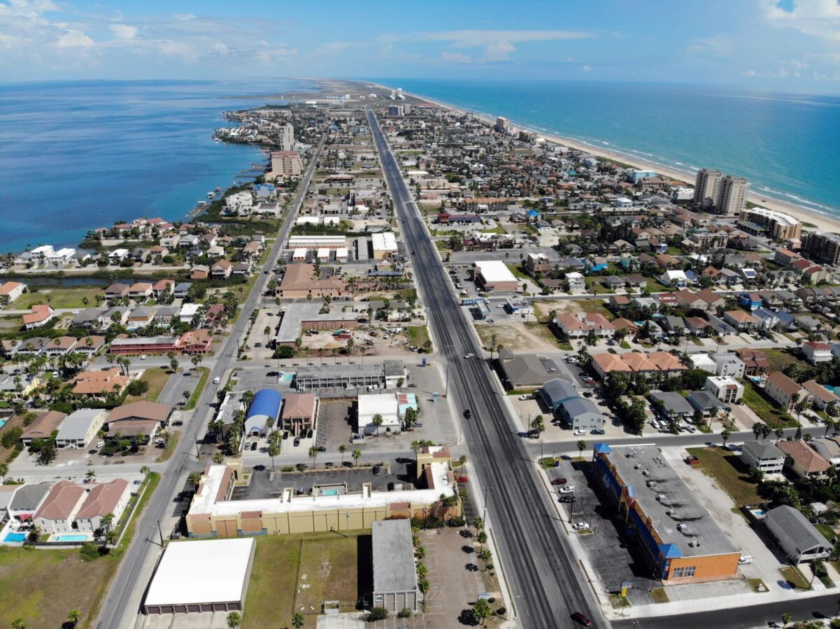 aerial view of south padre isalnd
