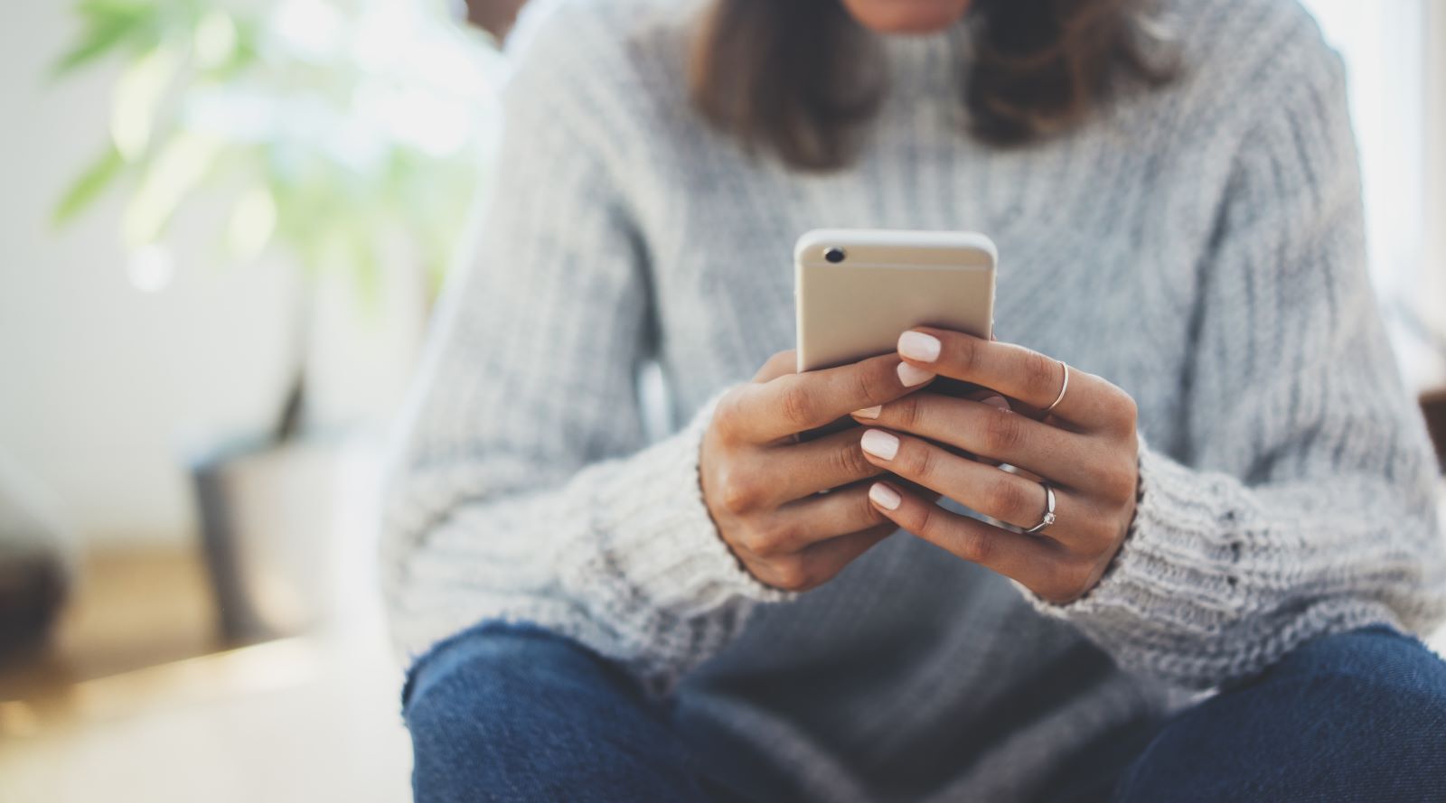 young woman texting